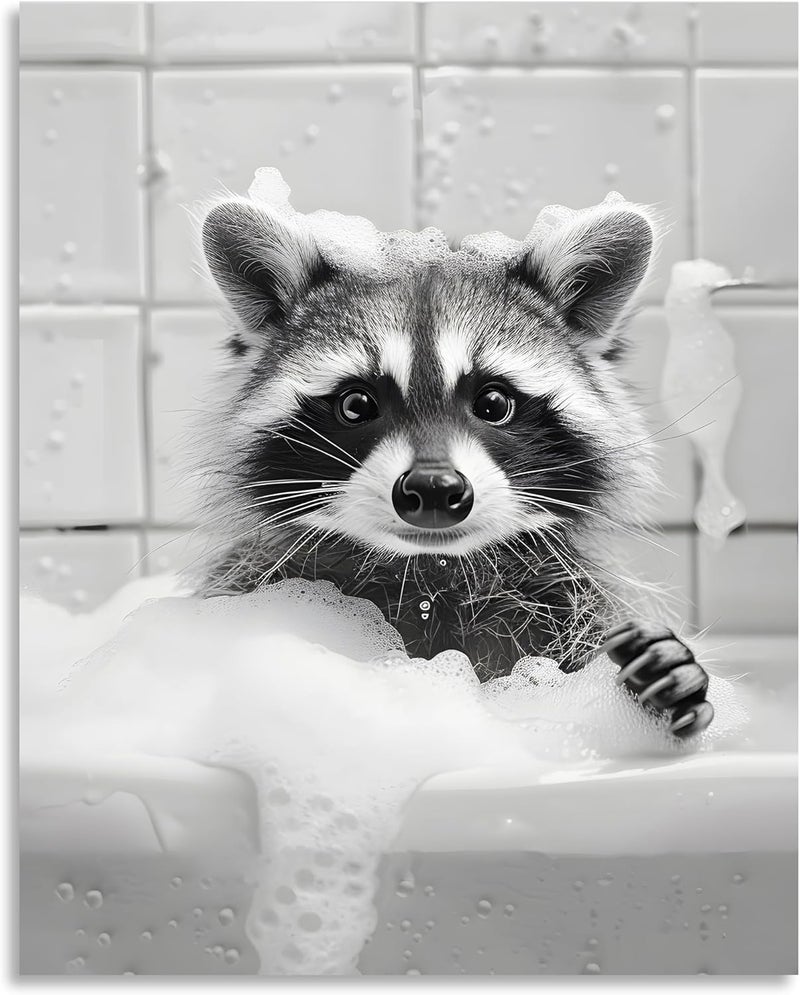 OWNANRTHM Raccoon in The Bathtub Canvas Wall Art - Image 2