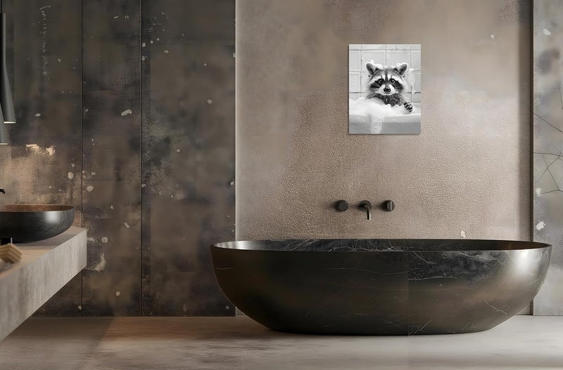 OWNANRTHM Raccoon in The Bathtub Canvas Wall Art - Image 4