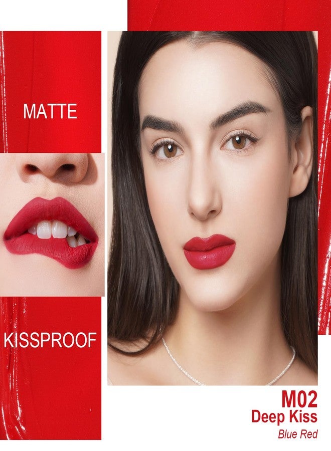 Oulac Matte Liquid Lipstick for Women, Red Highly Pigmented Creamy Matte Lip Gloss,Rich Colour Formula with Vitamin E & Rose Oil, Waterproof, Long Lasting,Vegan & Cruelty-Free (M02) - Image 2