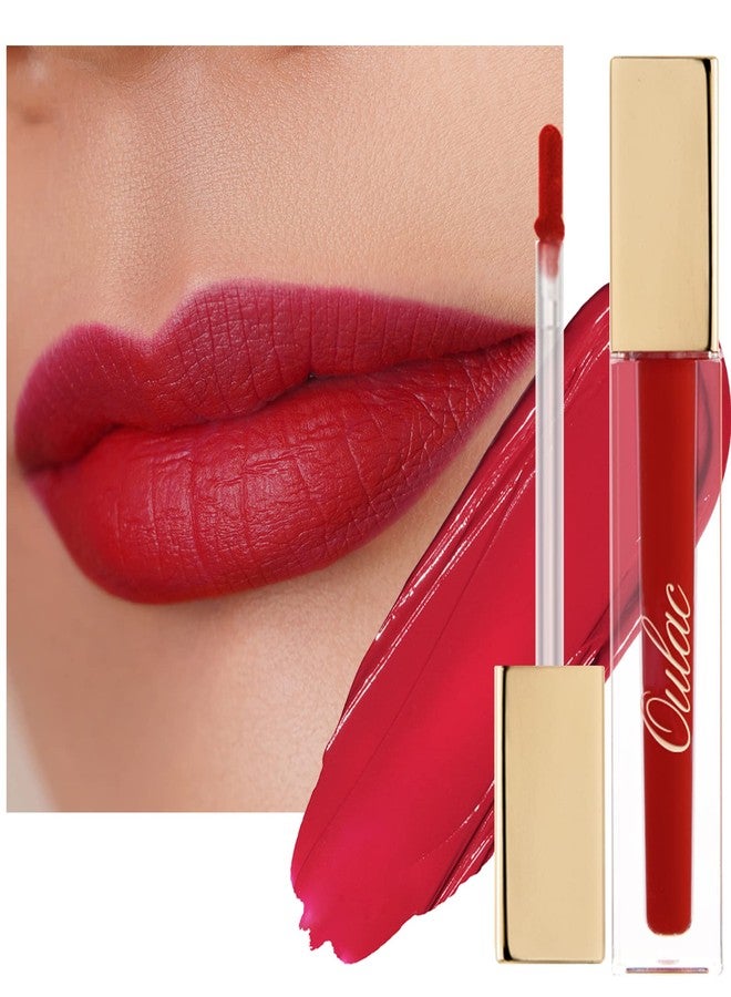Oulac Matte Liquid Lipstick for Women, Red Highly Pigmented Creamy Matte Lip Gloss,Rich Colour Formula with Vitamin E & Rose Oil, Waterproof, Long Lasting,Vegan & Cruelty-Free (M02) - Image 1