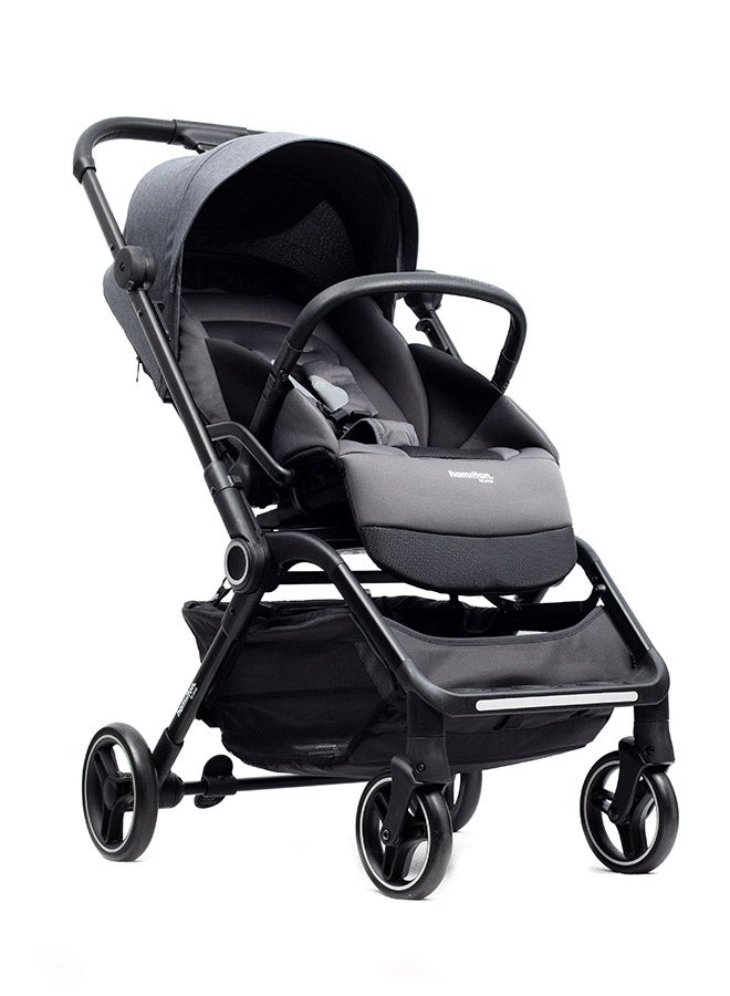 Hamilton T1 Stroller Grey 360° Turnable Flat Seat MagicFold Infant to 22kg Pet Convertible SPF 50+ Canopy Magnetic Buckle XL Storage Lightweight Leatherette Finish - Image 1
