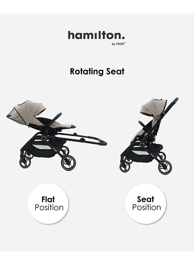 Hamilton T1 Stroller Grey 360° Turnable Flat Seat MagicFold Infant to 22kg Pet Convertible SPF 50+ Canopy Magnetic Buckle XL Storage Lightweight Leatherette Finish - Image 5