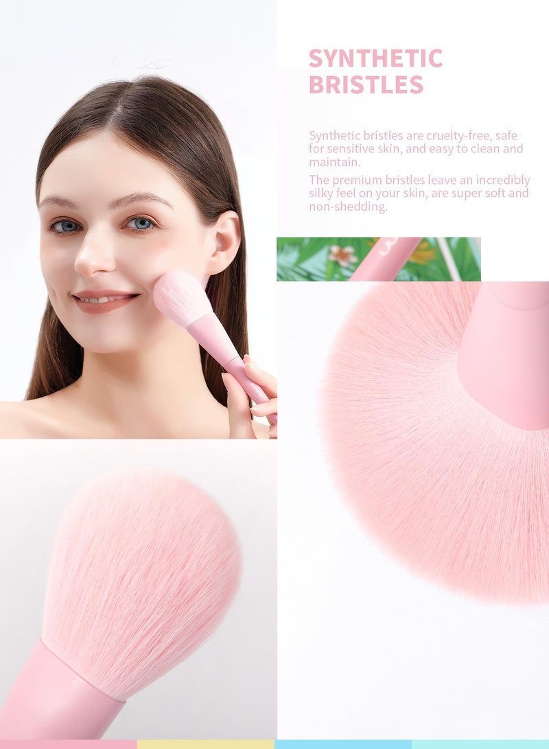 docolor Makeup Brushes 17 Pcs Colourful Makeup Brush Set Premium Gift Synthetic Kabuki Foundation Blending Face Powder Blush Concealers Eyeshadow Rainbow Make Up Brush Set - Dream of Color  - Image 4