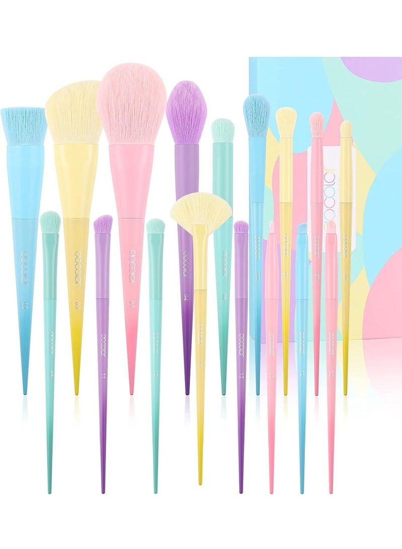 docolor Makeup Brushes 17 Pcs Colourful Makeup Brush Set Premium Gift Synthetic Kabuki Foundation Blending Face Powder Blush Concealers Eyeshadow Rainbow Make Up Brush Set - Dream of Color - Image 2