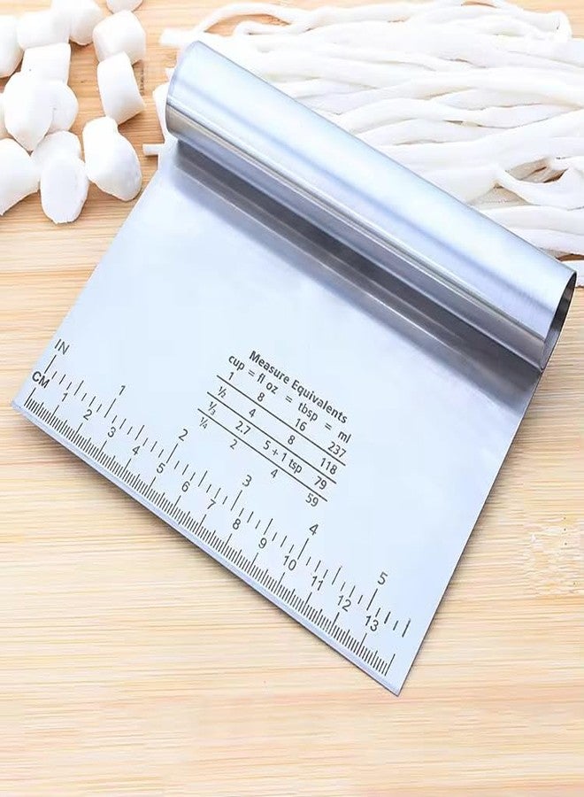SHOAIB Stainless Steel Bench Scraper and Flexible Bowl Scraper Set | Cake Smoother | Chocolate Scraper | Dough Dividing Tools | Pizza & Pastry Cutter - Image 5