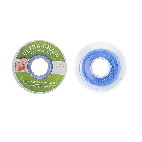 ANNWAH Dental Colorful Orthodontic Braces Rubber ChainsDental Rubber Chains for Braces Power Chains for Orthodontic TreatmentLongBlue 13