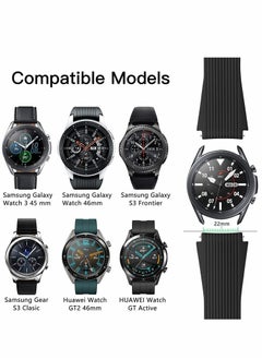 Y&D Silicone Watch Strap for Samsung Galaxy Watch/Gear S3/Watch With a Lug Width of 22mm, Soft Sport Wristband Replacement Straps, Vertical Grain Strap, Men Women (Black)  - Image 5