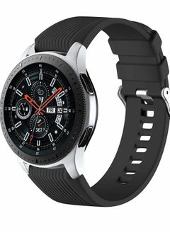 Y&D Silicone Watch Strap for Samsung Galaxy Watch/Gear S3/Watch With a Lug Width of 22mm, Soft Sport Wristband Replacement Straps, Vertical Grain Strap, Men Women (Black)  - Image 1
