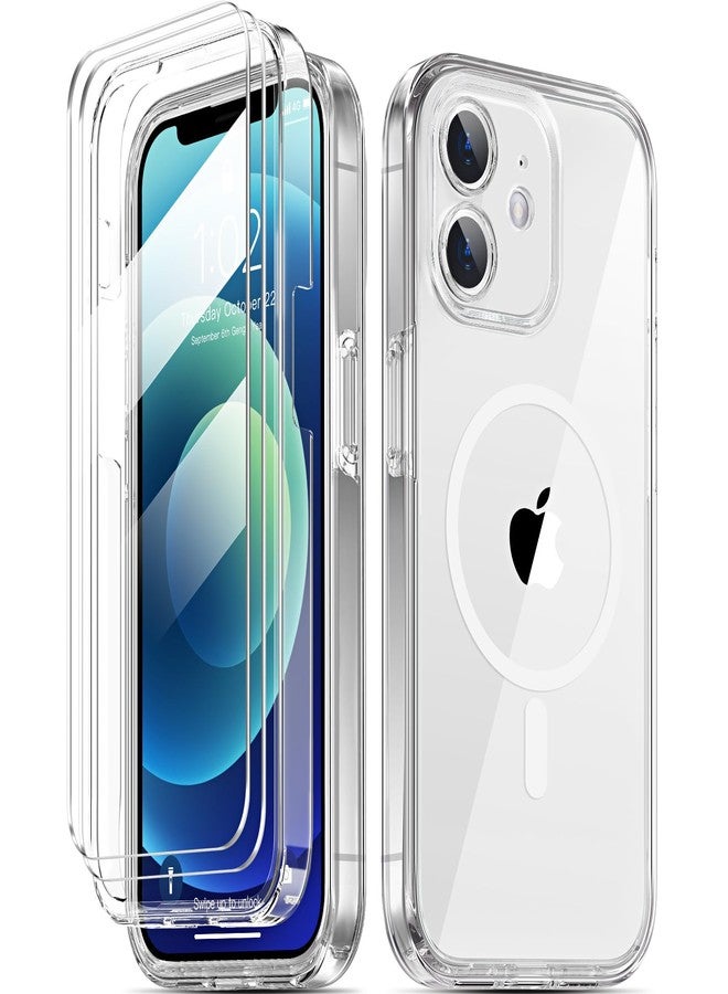 COOLQO Magnetic for iPhone 12 Case with Screen Protectors, Compatible with MagSafe, Military Grade Drop Protection, Dual Layer Design Heavy Duty Protective Shockproof Phone Case, Clear - Image 1