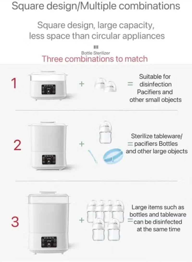 يوكا جهاز تعقيم الرضاعات الكهربائي 5 في 1، دافئ وجاف – مناسب لجميع الزجاجات، المصاصات، والإكسسوارات للأطفال - Image 5