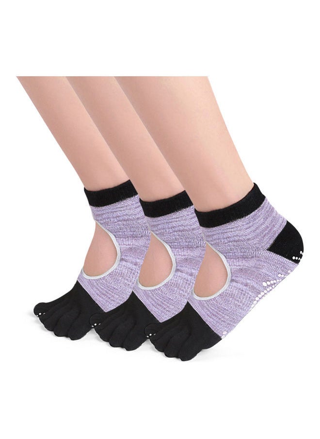 NIBEMINENT - Pair Of 3 Non-Slip Open Toe Yoga Socks With Grips 24.00*3.50*16.00cm - Image 1