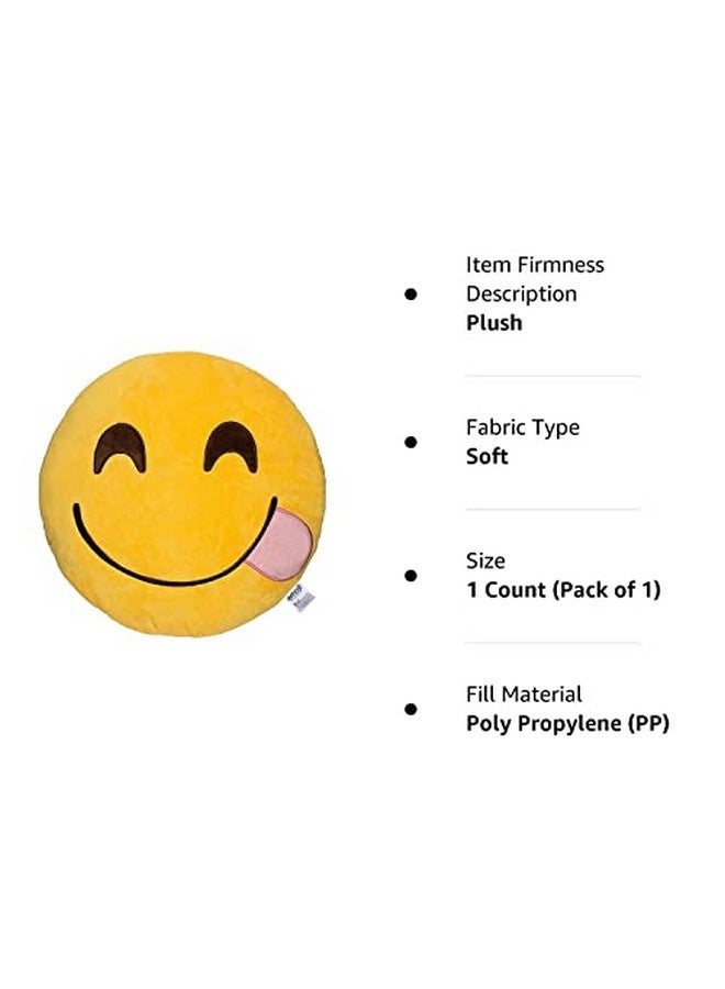 إي أف زد وسادة ناعمة من القطيفة المحشوة من Emoji Yum Face Emoticon، معتمدة رسميًا، مقاس 32 سم باللون الأصفر - Image 4