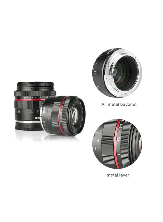 Meike MEKE 50mm F1.7 Full Frame Large Aperture Manual Focus Lens Compatible with Sony FE E Mount Mirrorless Cameras A7RIII A7III A7RIV A7IV A7 A9 A7C NEX 3 A9II A7II A6400 A6100 A6300 A6500 A6600 A7SIII - Image 5