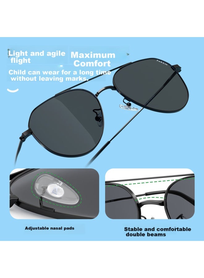 Parzin Kids Sunglasses Boys Girls Trendy Sunscreen Eyewear Pilot Frame Children'S Sunglasses 6-10 Years Old Pz2010 - Image 1
