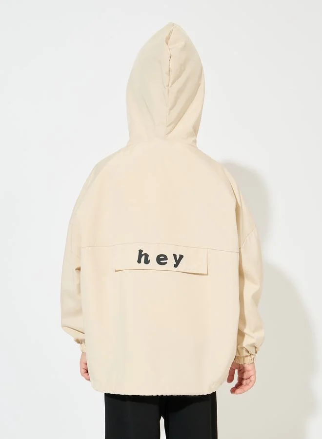 Styli Slogan Print Zip-Up Hooded Jacket