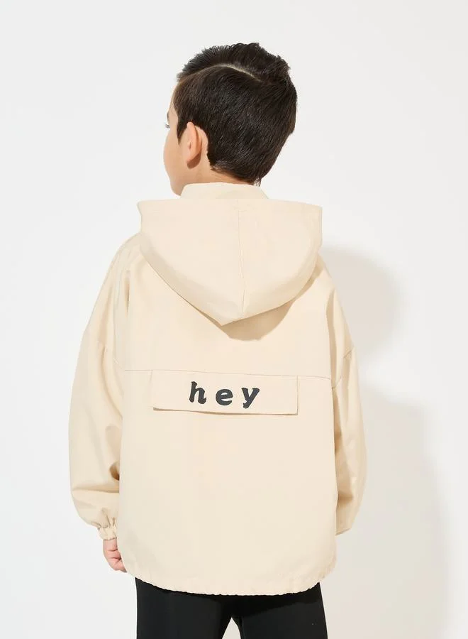 Styli Slogan Print Zip-Up Hooded Jacket