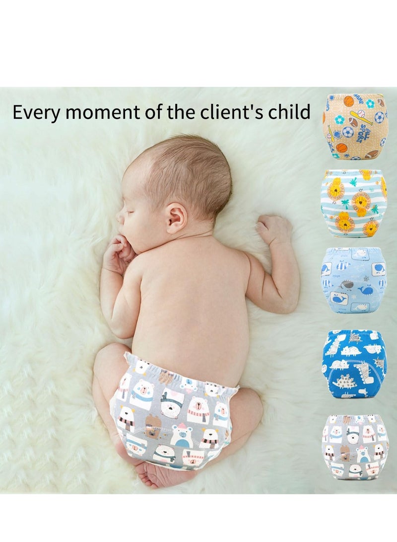 5-Pack Baby Potty Training Pants Breathable Toddler Underwear for Boys and Girls Highly Absorbent Reusable Diapers for 1-3 Years Old Washable Cotton Pocket Diapers - Image 2