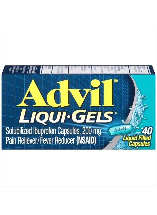 Advil Liqui-Gels Pain Reliever And Fever Reducer, Pain Medicine For Adults With Ibuprofen 200mg For Headache, Backache, Menstrual Pain And Joint Pain Relief - 40 Liquid Filled Capsules - Image 1