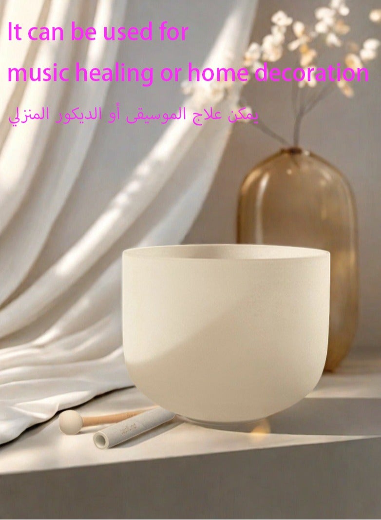 Generic 8 Inch White Crystal Singing Bowl – 440Hz Healing Sound for Meditation, Sleep Aid, Stress Relief & Spiritual Harmony  - Image 2
