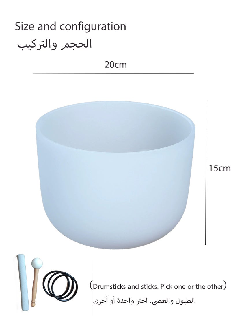 Generic 8 Inch White Crystal Singing Bowl – 440Hz Healing Sound for Meditation, Sleep Aid, Stress Relief & Spiritual Harmony  - Image 3