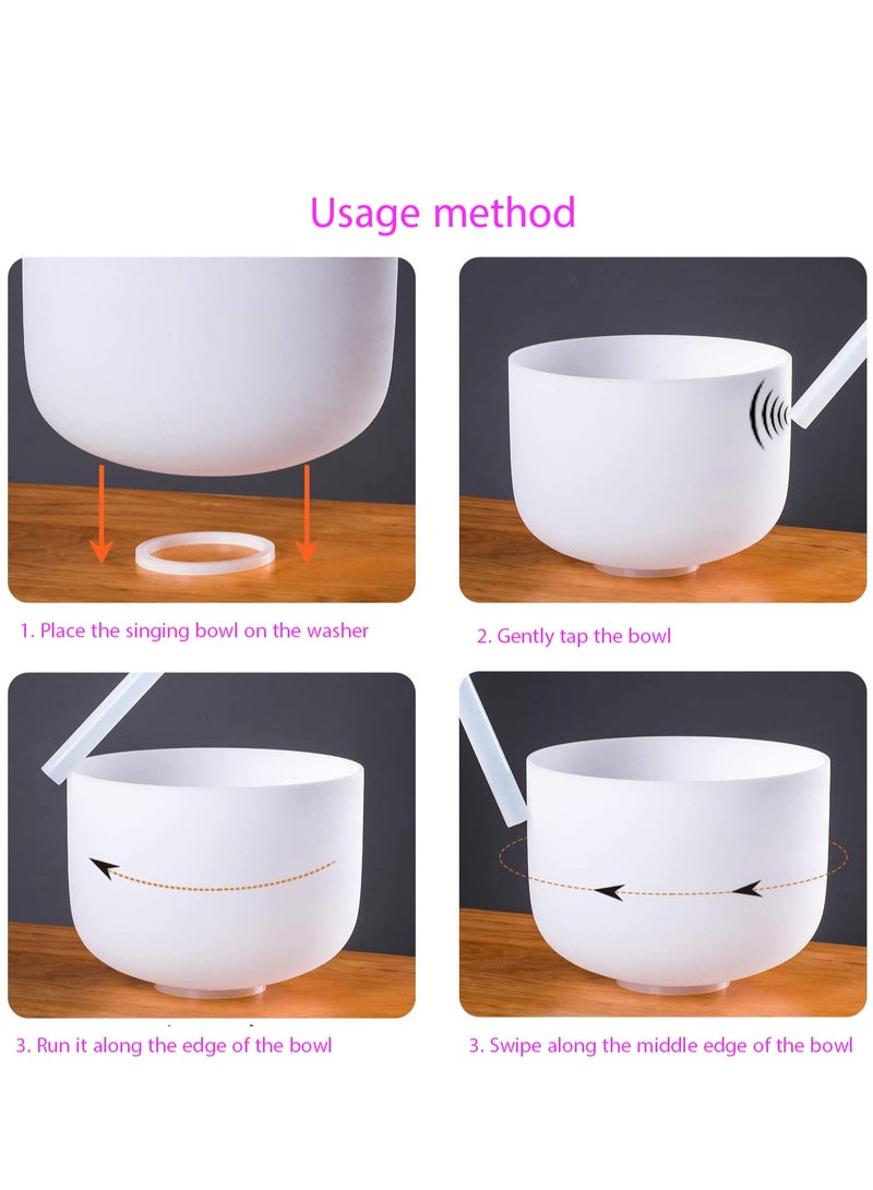 Generic 8 Inch White Crystal Singing Bowl – 440Hz Healing Sound for Meditation, Sleep Aid, Stress Relief & Spiritual Harmony  - Image 4
