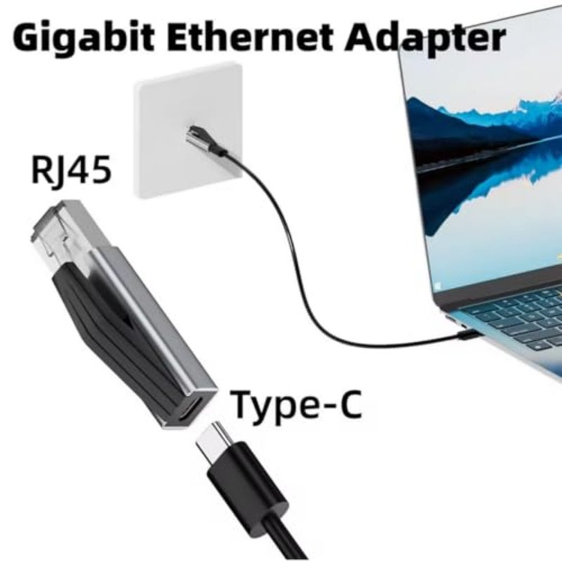 1 قطعة USB-C أنثى إلى RJ45 ذكر جيجابت إيثرنت محول 1 جيجابت في الثانية بطاقة الشبكة المحمولة لأجهزة الكمبيوتر المحمولة ماك بوك برو للتبديل جهاز التوجيه ل iPhone16 باد XPS - Image 2