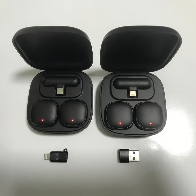 ميكروفون لافالير لاسلكي صغير مع محول لأجهزة iPhone وأندرويد والكمبيوتر والأجهزة اللوحية، ميكروفونات ياقة مع قابس USB-C وLightning، إلغاء الضوضاء بالذكاء الاصطناعي، ميكروفون مغناطيسي، عمر بطارية 32 ساعة مع حافظة شحن، للبث المباشر وفيديوهات المدونات وتطبيق TikTok. - Image 3