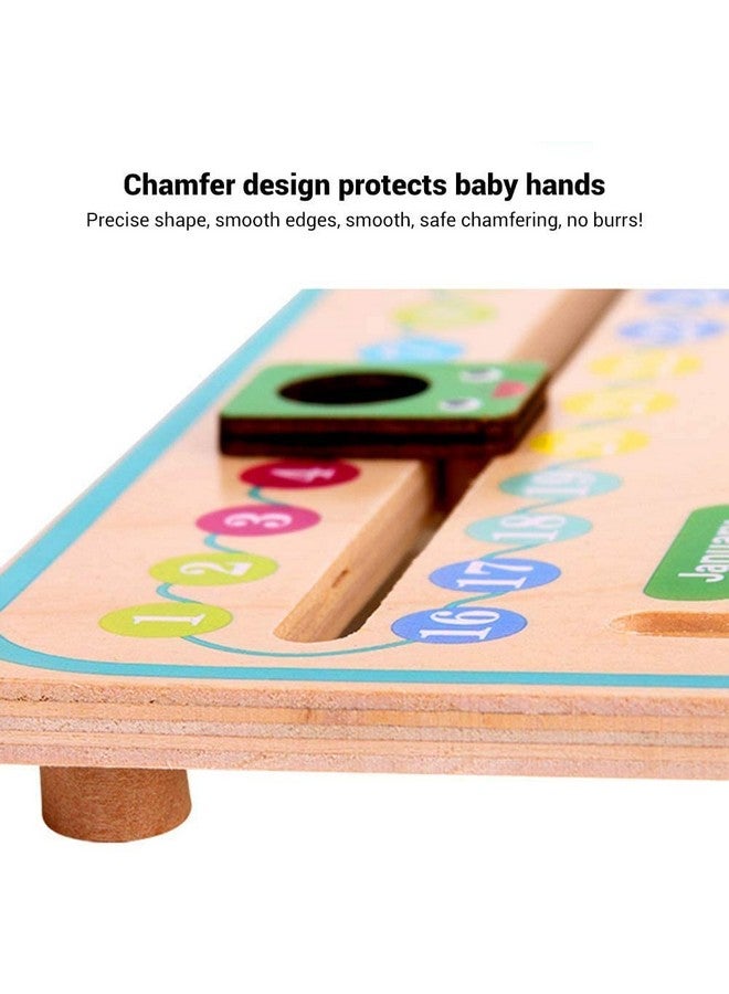 Toyshine Toyshine Time and Seasons Game Educational Wooden Clock Toy Calendar Board for 3 Year Olds and Up, Frog Green - Image 5