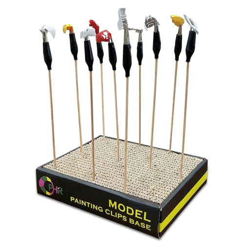 OPHIR Model Color Clip Base Stand Holder with 10x Coloring Clips for Airbrush Hobby Craft DIY Painting - Image 1