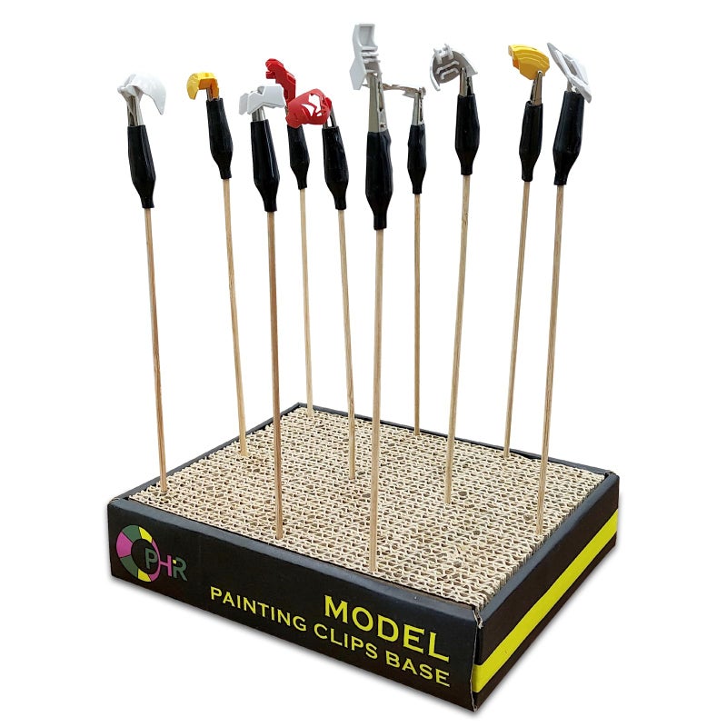OPHIR Model Color Clip Base Stand Holder with 10x Coloring Clips for Airbrush Hobby Craft DIY Painting - Image 4