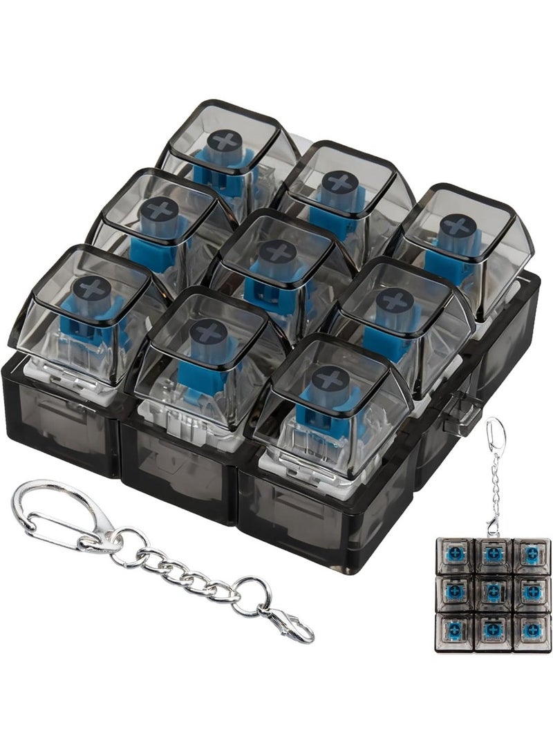 Keyboard Fidget Toy Clicker Fidget Keychain, 9-in-1 Stress Relief Desk Toys Decompression Button Keyboard with Removable Keycaps, Anxiety Relief Valentine's Day Gifts for Adult (Transparent Black) - Image 1