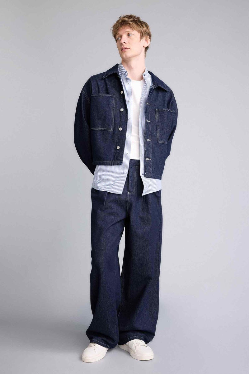 DeFacto Blue Man Cotton Oversize Jacket Casual - Image 2