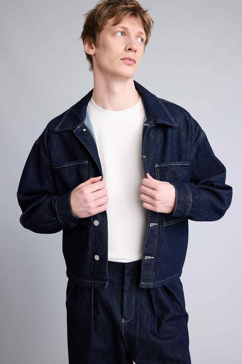 DeFacto Blue Man Cotton Oversize Jacket Casual - Image 4