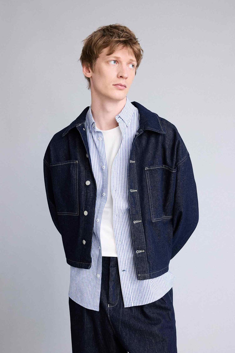 DeFacto Blue Man Cotton Oversize Jacket Casual - Image 3