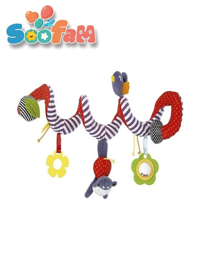 Soofam إكسسوارات سرير الأطفال مع جرس للأولاد والبنات، ألعاب قطيفة حلزونية للأنشطة لعربة الأطفال والسفر، لعبة مقعد السيارة  - Image 2