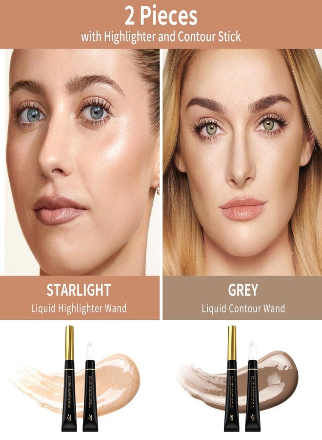 FV 2PCS Cool Toned Contour & Highlighter Stick, Blendable & Natural Finish Liquid Contour Makeup Set, Long Lasting & Creamy Texture Face Illuminator & Shaping Stick, Cruelty-free & Vegan, 01&04 - Image 3