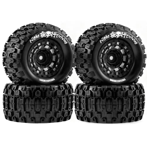 REDSPIDER 116 RC Truck Tires Wheel 12mm Hex for Traxxas Mini Maxx 1071541 Mini XRT VXL 1080761 ERevo Mini XRT MJX 16207 16210 16209 16208 HSP 94186 LOSI 118 Mini LMT 4PCS Black - Image 1
