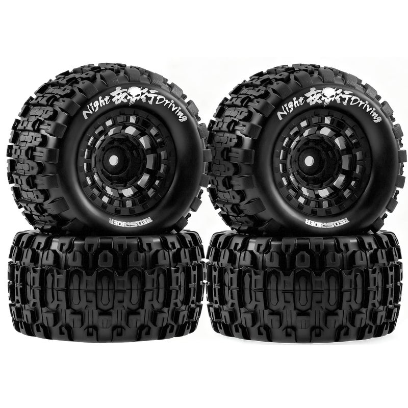 REDSPIDER 116 RC Truck Tires Wheel 12mm Hex for Traxxas Mini Maxx 1071541 Mini XRT VXL 1080761 ERevo Mini XRT MJX 16207 16210 16209 16208 HSP 94186 LOSI 118 Mini LMT 4PCS Black - Image 3