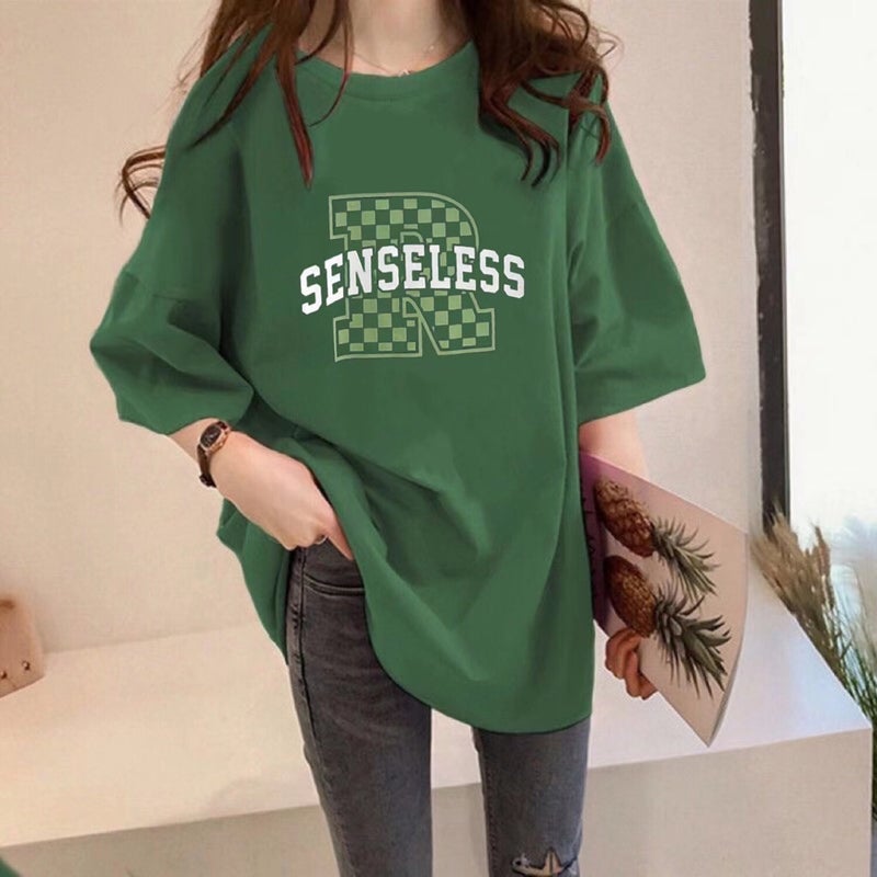 Large Edition Chubby Girls Short-sleeved T-shirt Women's New Summer Korean-style Loose Mid-length Round Neck Rabbit Printed Half-sleeved Top - Image 1