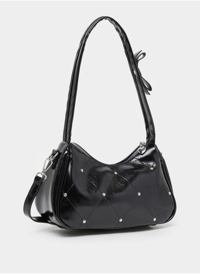 Styli Studded Diamond Pattern Shoulder Bag  - Image 1