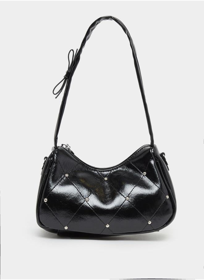 Styli Studded Diamond Pattern Shoulder Bag  - Image 2