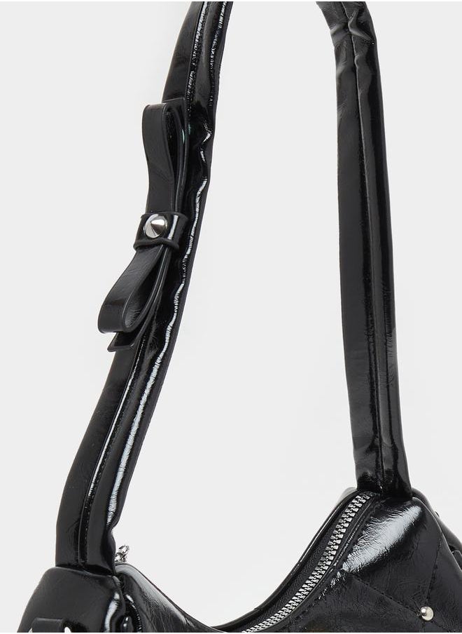 Styli Studded Diamond Pattern Shoulder Bag  - Image 3