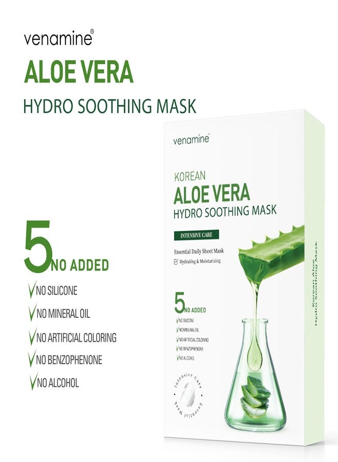 VENAMINE Korean Aloe Vera Hydro Soothing Face Masks, Moisturizing Sheet Mask for Sensitive Skin, 0.81 fl. oz (10 sheet) - Image 2