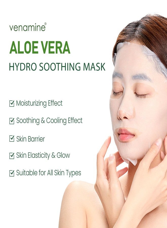VENAMINE Korean Aloe Vera Hydro Soothing Face Masks, Moisturizing Sheet Mask for Sensitive Skin, 0.81 fl. oz (10 sheet) - Image 4