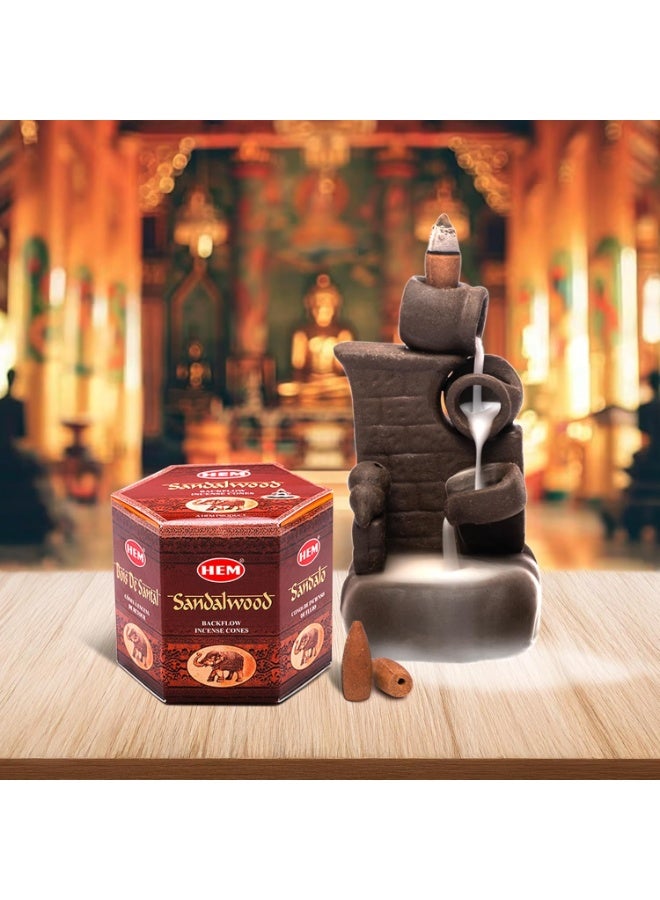 HEM Sandalwood Backflow Brown Incense Cones | Long Lasting Aroma for Positivity & Pure Air | Wood Powder | Aromatherapy for Stress Relief, Air Purifier & Cleansing | Gift Set - Pack of 40 Cones - Image 4