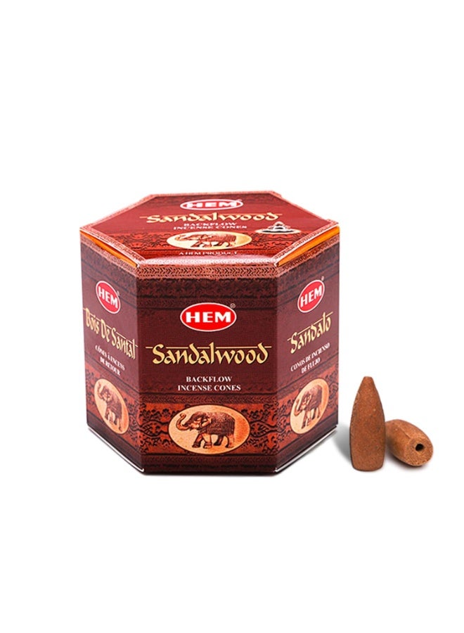 HEM Sandalwood Backflow Brown Incense Cones | Long Lasting Aroma for Positivity & Pure Air | Wood Powder | Aromatherapy for Stress Relief, Air Purifier & Cleansing | Gift Set - Pack of 40 Cones - Image 1