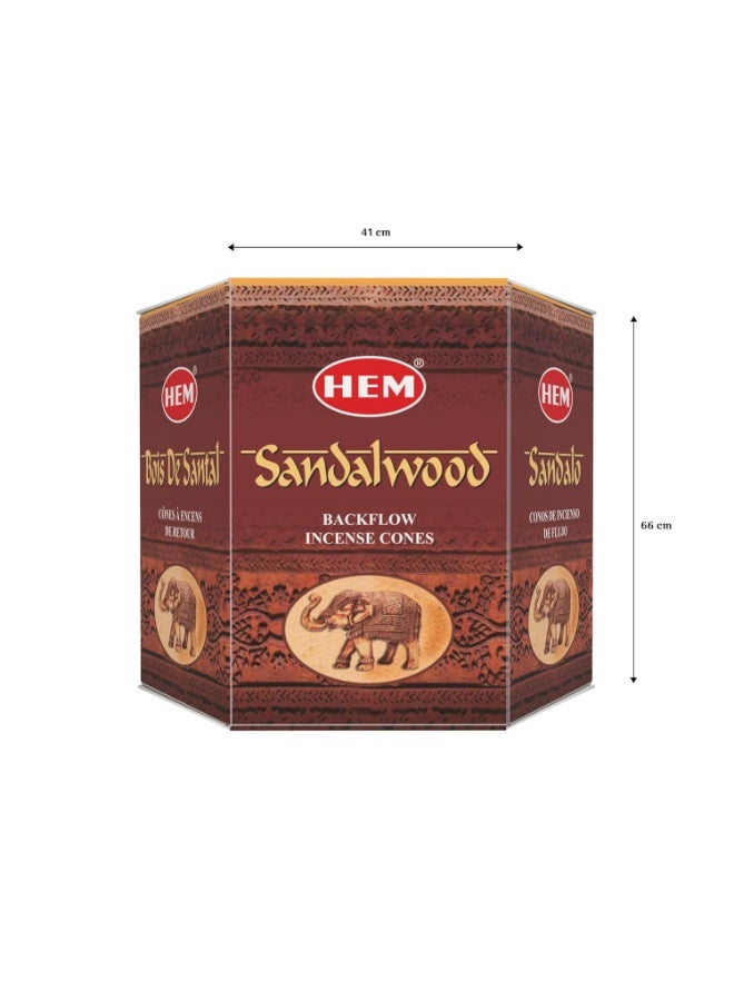 HEM Sandalwood Backflow Brown Incense Cones | Long Lasting Aroma for Positivity & Pure Air | Wood Powder | Aromatherapy for Stress Relief, Air Purifier & Cleansing | Gift Set - Pack of 40 Cones - Image 2