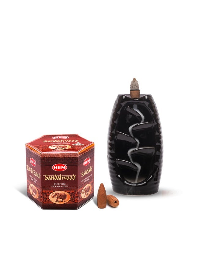 HEM Sandalwood Backflow Brown Incense Cones | Long Lasting Aroma for Positivity & Pure Air | Wood Powder | Aromatherapy for Stress Relief, Air Purifier & Cleansing | Gift Set - Pack of 40 Cones - Image 3