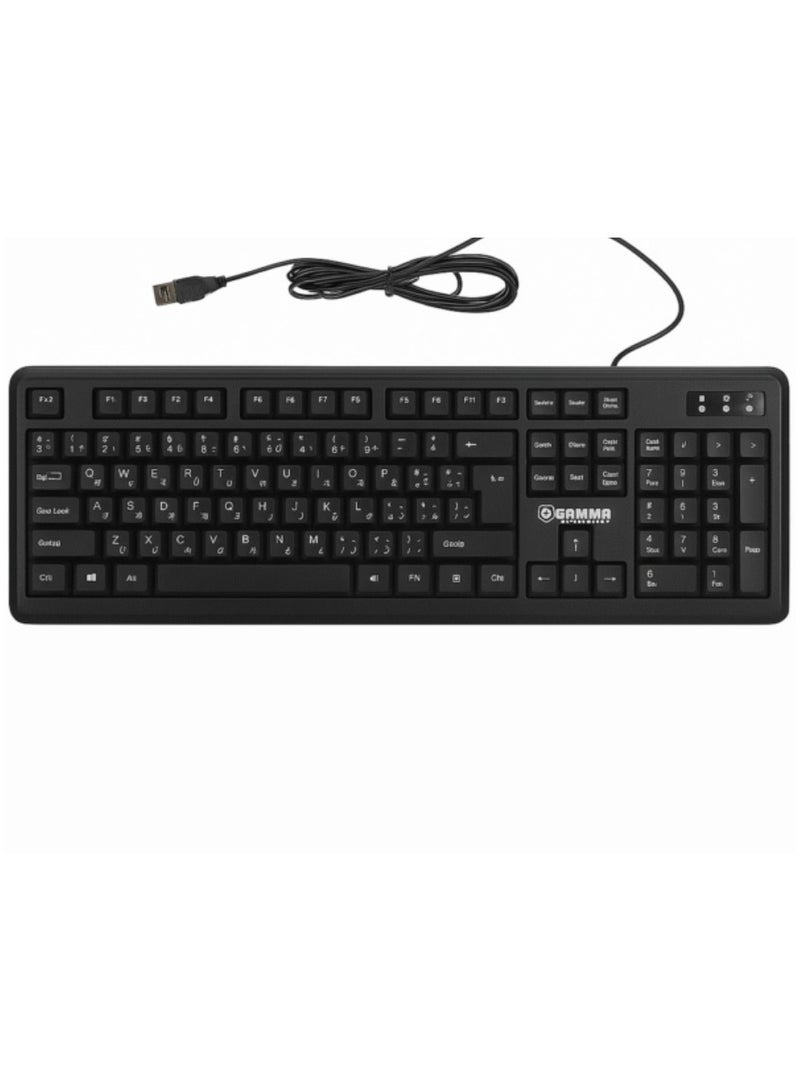 جاما كيبورد سلكي مكتبي جاما K-19 | تخطيط كامل بالحروف الإنجليزية والعربية | أزرار هادئة | توصيل USB مباشر - Image 1