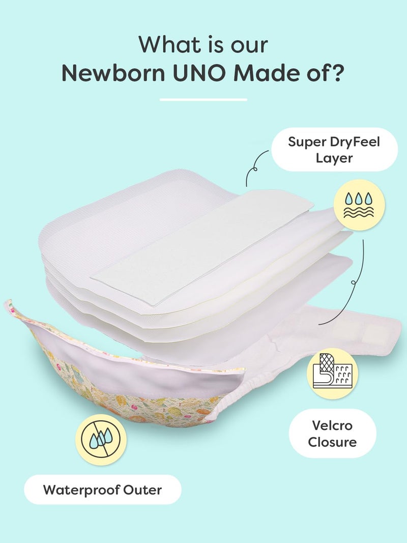SuperBottoms Newborn UNO Premium Cloth Diaper with Insert (0 to 3m) | Washable & Reusable Diaper with Organic Cotton Pad | Superior Absorption | Waterproof | SuperDryFeel™ Layer | Super Soft & Gentle - Image 3